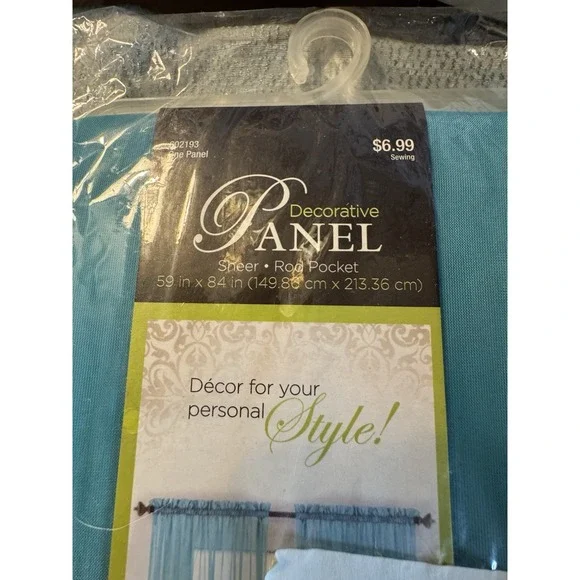 Hobby Lobby Set Of 2 Turquoise Teal Sky Blue Sheer Curtain Panels 59 X 84 Rod Pk - Picture 3 of 4